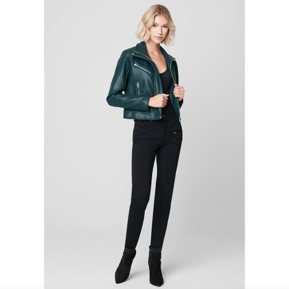 BlankNYC High Collar Vegan Leather Sky Walker Hunter Green Moto Jacket XS - Picture 4 of 16